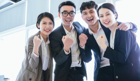Group portrait of Asian business people